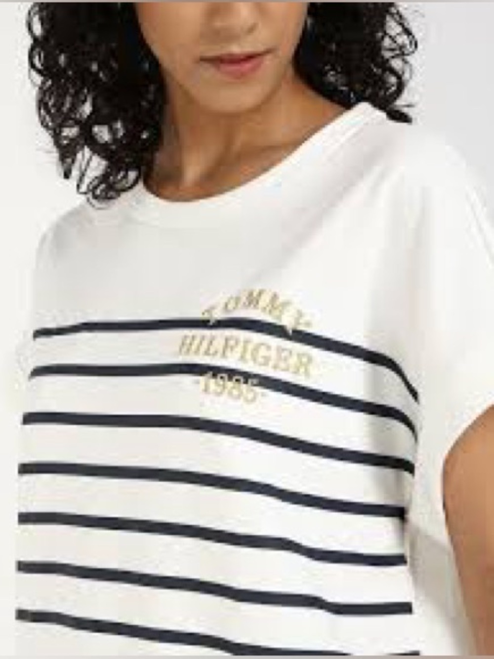 NWT Tommy Hilfiger 1985 Logo Striped Crewneck T-Shirt - Size M